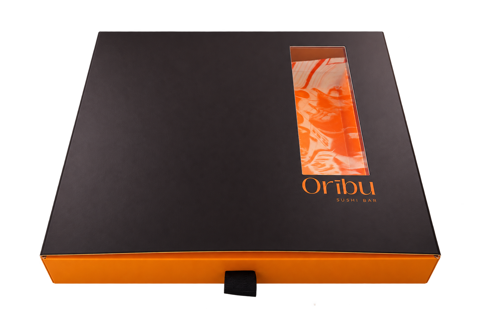 Your closed black and orange Oribu reward box